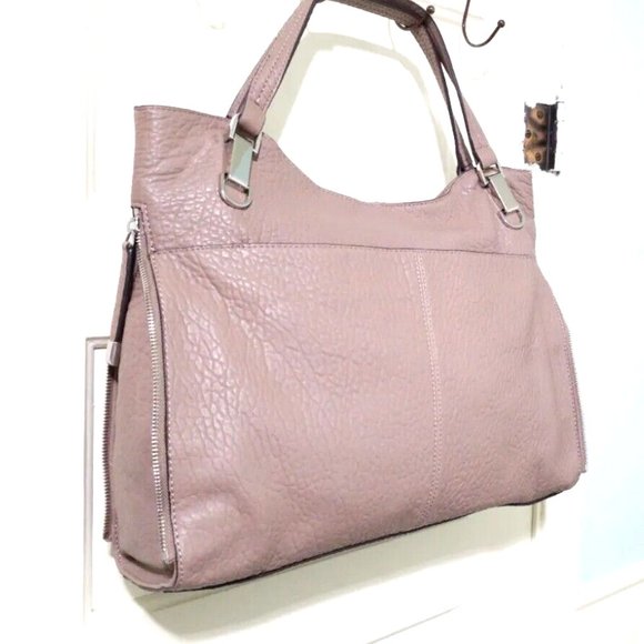 NEW Vince Camuto CASHMERE Taupe 100% Leather XL Satchel Shoulder Bag Expandable - Picture 8 of 13